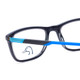 Close Up View of Ducks Unlimited Labrador Designer Reading Eye Glasses with Custom Cut Powered Lenses in Navy Blue Mens Rectangle Full Rim Acetate 54 mm