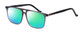 Profile View of Santini Mavaldi  Designer Polarized Reading Sunglasses with Custom Cut Powered Green Mirror Lenses in Crystal Grey Black Unisex Classic Full Rim Acetate 54 mm