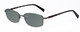 Profile View of John Varvatos V150-GUN Designer Polarized Reading Sunglasses with Custom Cut Powered Smoke Grey Lenses in Antique Gun Metal Unisex Rectangle Full Rim Metal 56 mm