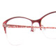 Close Up View of Vera Bradley Deirdre Cateye .5-Rimless Reading Glasses Stitched Flowers Red 55mm