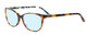 Profile View of Vera Bradley Liliana Designer Progressive Lens Blue Light Blocking Eyeglasses in Katalina Blues Tortoise Havana Honey Ladies Cateye Full Rim Acetate 54 mm