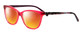 Profile View of Vera Bradley Molly Designer Polarized Sunglasses with Custom Cut Red Mirror Lenses in Alpine Floral Crystal Red Purple Pink Ladies Cateye Full Rim Acetate 54 mm