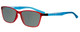 Profile View of Marie Claire MC6210-RBL Designer Polarized Sunglasses with Custom Cut Smoke Grey Lenses in Matte Crystal Red Blue Ladies Classic Full Rim Acetate 55 mm