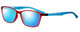 Profile View of Marie Claire MC6210-RBL Designer Polarized Sunglasses with Custom Cut Blue Mirror Lenses in Matte Crystal Red Blue Ladies Classic Full Rim Acetate 55 mm