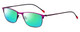 Profile View of Marie Claire MC6213-FUS Designer Polarized Reading Sunglasses with Custom Cut Powered Green Mirror Lenses in Fuchsia Hot Pink Purple Ladies Cateye Full Rim Stainless Steel 52 mm