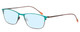 Profile View of Marie Claire MC6213-TLE Designer Progressive Lens Blue Light Blocking Eyeglasses in Teal Green Blue Ladies Cateye Full Rim Stainless Steel 52 mm