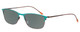 Profile View of Marie Claire MC6213-TLE Designer Polarized Sunglasses with Custom Cut Smoke Grey Lenses in Teal Green Blue Ladies Cateye Full Rim Stainless Steel 52 mm