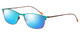 Profile View of Marie Claire MC6213-TLE Designer Polarized Reading Sunglasses with Custom Cut Powered Blue Mirror Lenses in Teal Green Blue Ladies Cateye Full Rim Stainless Steel 52 mm