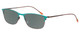 Profile View of Marie Claire MC6213-TLE Designer Polarized Reading Sunglasses with Custom Cut Powered Smoke Grey Lenses in Teal Green Blue Ladies Cateye Full Rim Stainless Steel 52 mm