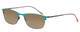 Profile View of Marie Claire MC6213-TLE Designer Polarized Reading Sunglasses with Custom Cut Powered Amber Brown Lenses in Teal Green Blue Ladies Cateye Full Rim Stainless Steel 52 mm