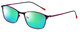 Profile View of Marie Claire MC6214-PFS Designer Polarized Reading Sunglasses with Custom Cut Powered Green Mirror Lenses in Purple Fuchsia Hot Pink Ladies Cateye Full Rim Stainless Steel 54 mm