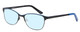 Profile View of Marie Claire MC6231-BBL Designer Progressive Lens Blue Light Blocking Eyeglasses in Black Blue Ladies Cateye Full Rim Stainless Steel 51 mm