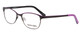 Profile View of Marie Claire MC6231-BKL Designer Progressive Lens Blue Light Blocking Eyeglasses in Black Lavender Purple Ladies Cateye Full Rim Stainless Steel 51 mm