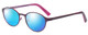 Profile View of Marie Claire MC6236-PRE Designer Polarized Sunglasses with Custom Cut Blue Mirror Lenses in Purple Red Ladies Round Full Rim Stainless Steel 46 mm