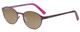 Profile View of Marie Claire MC6236-PRE Designer Polarized Sunglasses with Custom Cut Amber Brown Lenses in Purple Red Ladies Round Full Rim Stainless Steel 46 mm