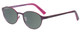 Profile View of Marie Claire MC6236-PRE Designer Polarized Reading Sunglasses with Custom Cut Powered Smoke Grey Lenses in Purple Red Ladies Round Full Rim Stainless Steel 46 mm