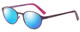 Profile View of Marie Claire MC6236-PRE Designer Polarized Reading Sunglasses with Custom Cut Powered Blue Mirror Lenses in Purple Red Ladies Round Full Rim Stainless Steel 46 mm