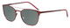 Profile View of Marie Claire MC6248-BUR Designer Polarized Reading Sunglasses with Custom Cut Powered Smoke Grey Lenses in Burgundy Red Ladies Classic Full Rim Stainless Steel 49 mm