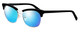 Profile View of Marie Claire MC6251-SIB Designer Polarized Reading Sunglasses with Custom Cut Powered Blue Mirror Lenses in Silver Black Ladies Cateye Full Rim Stainless Steel 53 mm