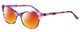 Profile View of Marie Claire MC6252-PTO Designer Polarized Sunglasses with Custom Cut Red Mirror Lenses in Purple Tortoise Havana Ladies Cateye Full Rim Acetate 53 mm