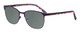 Profile View of Marie Claire MC6259-PUR Designer Polarized Sunglasses with Custom Cut Smoke Grey Lenses in Purple Marble Pink Ladies Cateye Full Rim Stainless Steel 49 mm