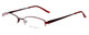 Profile View of Valerie Spencer VS9211-BU Designer Reading Eye Glasses with Custom Cut Powered Lenses in Burgundy Red Ladies Oval Semi-Rimless Metal 52 mm