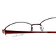 Close Up View of Valerie Spencer VS9211-BU Designer Single Vision Prescription Rx Eyeglasses in Burgundy Red Ladies Oval Semi-Rimless Metal 52 mm