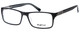 Profile View of Big&Tall 08 Designer Reading Eye Glasses with Custom Cut Powered Lenses in Black Crystal Mens Rectangle Full Rim Acetate 59 mm