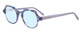 Profile View of Eyebobs Heda Letus Designer Progressive Lens Blue Light Blocking Eyeglasses in Blue Pearl Silver Grey Marble Unisex Round Full Rim Acetate 47 mm