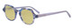 Profile View of Eyebobs Heda Letus Designer Polarized Reading Sunglasses with Custom Cut Powered Sun Flower Yellow Lenses in Blue Pearl Silver Grey Marble Unisex Round Full Rim Acetate 47 mm