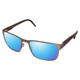 Profile View of Porsche Design P8291-C-55 Designer Polarized Sunglasses with Custom Cut Blue Mirror Lenses in Satin Brown&Matte Marble Horn Unisex Square Full Rim Titanium 55 mm