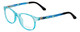 Profile View of NY Eye Enhance Kids Designer Blue Light Glasses EN4132 46mm Crystal Blue/Black