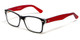 Profile View of Soho 1014 Designer Progressive Lens Blue Light Blocking Glasses in Black-Red