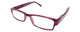 Profile View of Calabria Mira Rectangular Designer Blue Light Glasses 50mm in Grape Berry Purple