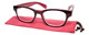 Front and Case View of Calabria Drew Square Designer Blue Light Blocking Glasses 48 mm in Marsala Smoke