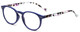 Profile View of Calabria MDR8003 Women Oval 47mm Designer Reading Glasses Navy Blue Crystal Spot