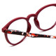 Close Up View of Calabria MDR8003 Designer Reading Eye Glasses with Custom Cut Powered Lenses in Maroon Red Crystal Spot Unisex Oval Full Rim Acetate 47 mm