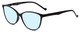 Profile View of Calabria MDR8004 Designer Blue Light Blocking Eyeglasses in Gloss Black Ladies Cateye Full Rim Acetate 49 mm