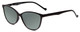 Profile View of Calabria MDR8004 Designer Polarized Reading Sunglasses with Custom Cut Powered Smoke Grey Lenses in Gloss Black Ladies Cateye Full Rim Acetate 49 mm