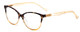 Profile View of Calabria MDR8004 Designer Reading Eye Glasses with Custom Cut Powered Lenses in Tortoise Fade Amber Crystal Ladies Cateye Full Rim Acetate 49 mm
