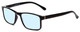 Profile View of Calabria L2007 Designer Progressive Lens Blue Light Blocking Eyeglasses in Gloss Black Mens Square Full Rim Acetate 54 mm