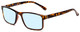 Profile View of Calabria L2007 Designer Progressive Lens Blue Light Blocking Eyeglasses in Tortoise Havana Brown Gold Mens Square Full Rim Acetate 54 mm