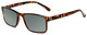 Profile View of Calabria L2007 Designer Polarized Reading Sunglasses with Custom Cut Powered Smoke Grey Lenses in Tortoise Havana Brown Gold Mens Square Full Rim Acetate 54 mm