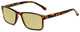 Profile View of Calabria L2007 Designer Polarized Reading Sunglasses with Custom Cut Powered Sun Flower Yellow Lenses in Tortoise Havana Brown Gold Mens Square Full Rim Acetate 54 mm