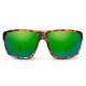 Front View of Suncloud Boone Polarized Sunglasses Unisex Acetate Wrap Around in Matte Tortoise with Polar Green Mirror