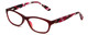 Profile View of Ann Taylor ATR020 Designer Blue Light Blocking Eyeglasses in Matte Burgundy Red Marble Tortoise Ladies Cateye Full Rim Acetate 52 mm