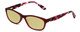 Profile View of Ann Taylor ATR020 Designer Polarized Reading Sunglasses with Custom Cut Powered Sun Flower Yellow Lenses in Matte Burgundy Red Marble Tortoise Ladies Cateye Full Rim Acetate 52 mm