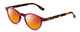 Profile View of Ann Taylor ATR030 Designer Polarized Sunglasses with Custom Cut Red Mirror Lenses in Red Pink Tortoise Havana Brown Gold Ladies Round Full Rim Acetate 47 mm