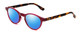 Profile View of Ann Taylor ATR030 Designer Polarized Reading Sunglasses with Custom Cut Powered Blue Mirror Lenses in Red Pink Tortoise Havana Brown Gold Ladies Round Full Rim Acetate 47 mm