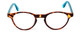 Front View of Ann Taylor ATR030 Designer Reading Eye Glasses with Custom Cut Powered Lenses in Tortoise Brown Gold Turquoise Crystal Blue Ladies Round Full Rim Acetate 47 mm